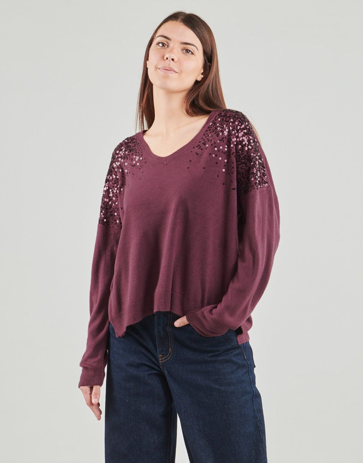 Maglione Donna Only  ONLSTARRY LS SEQUIN  Viola