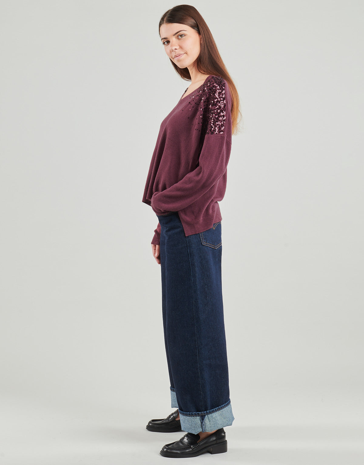 Maglione Donna Only  ONLSTARRY LS SEQUIN  Viola