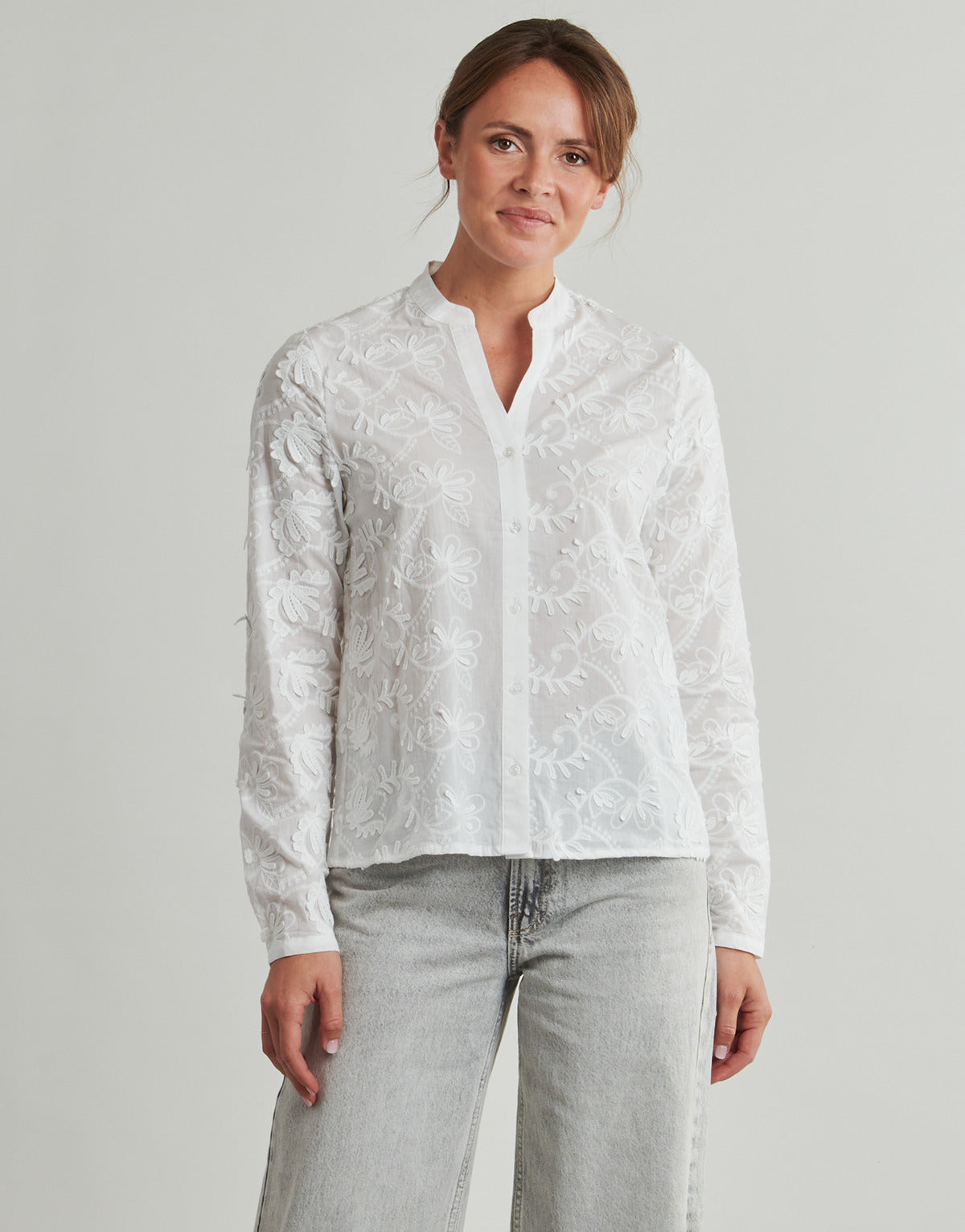 Camicetta Donna Only  ONLCARMEN FR L/S 3D EMB SHIRT  Bianco