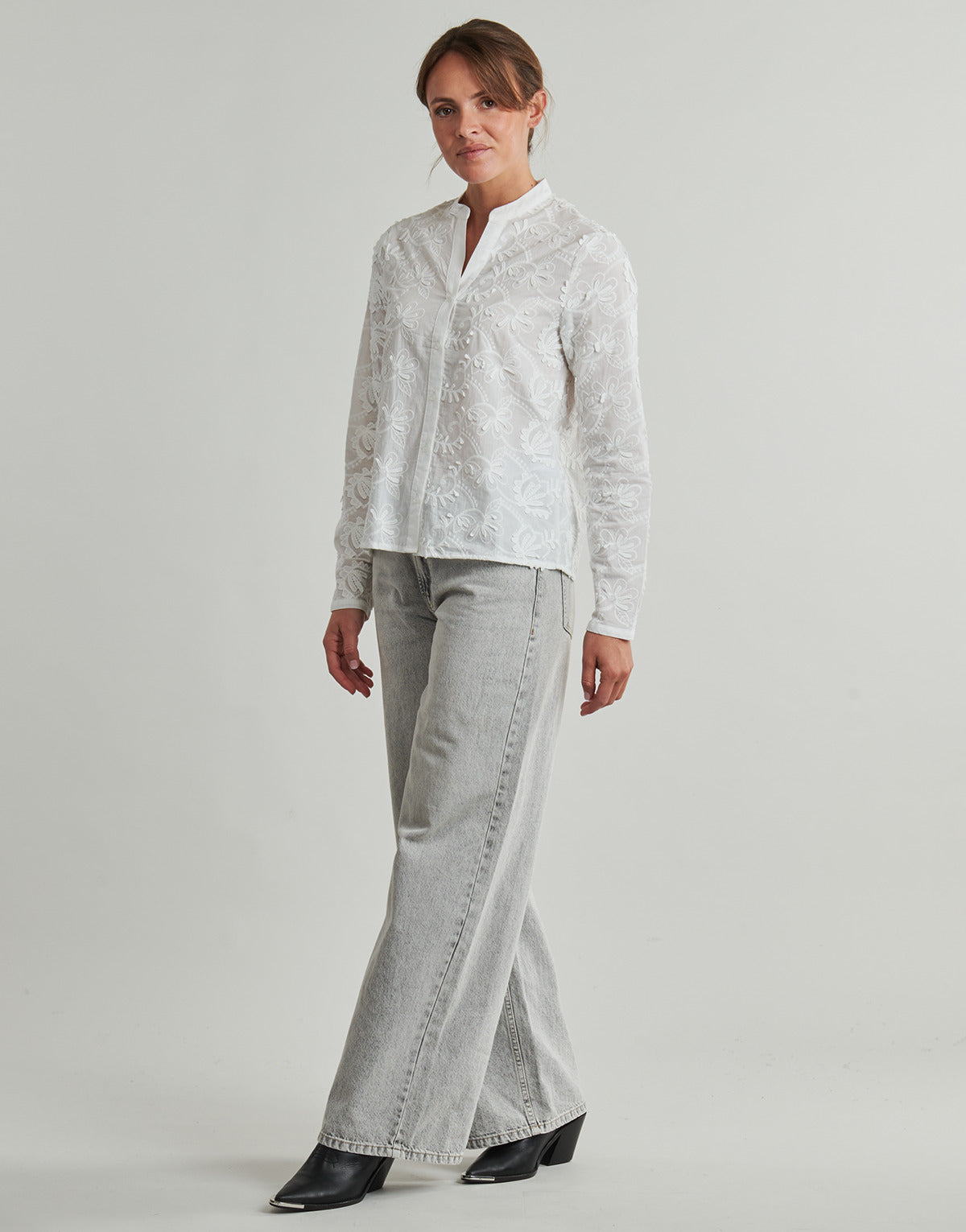 Camicetta Donna Only  ONLCARMEN FR L/S 3D EMB SHIRT  Bianco