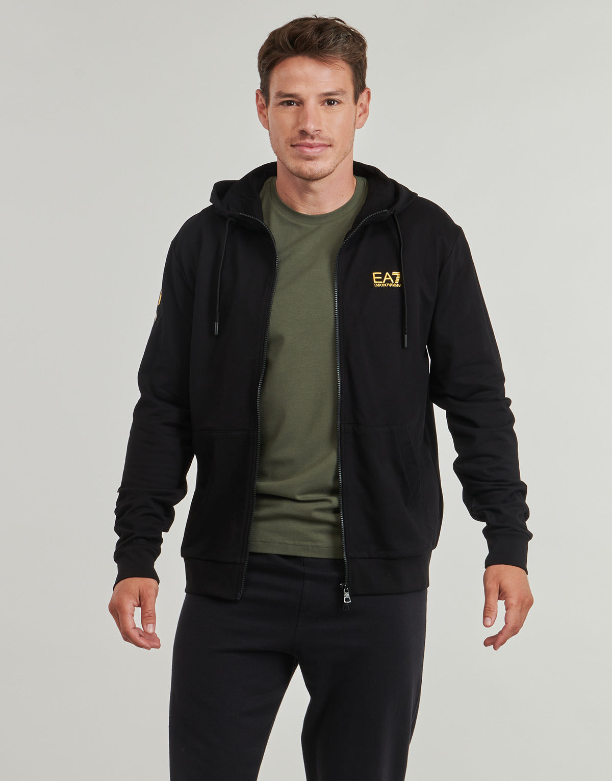 Felpa Uomo Emporio Armani EA7  TRAIN LOGO SERIES M HOODIE FZ EXTENDED LOGO CC - TRAIN LOGO SERI  Nero