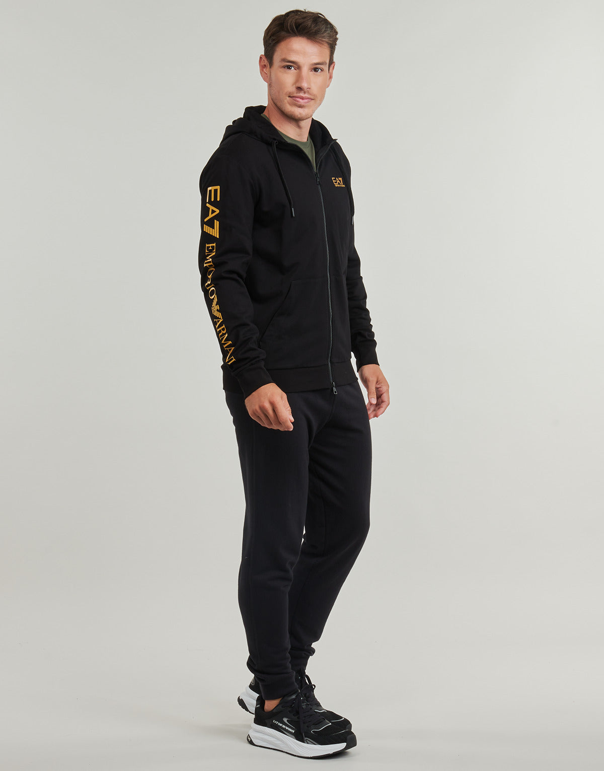 Felpa Uomo Emporio Armani EA7  TRAIN LOGO SERIES M HOODIE FZ EXTENDED LOGO CC - TRAIN LOGO SERI  Nero
