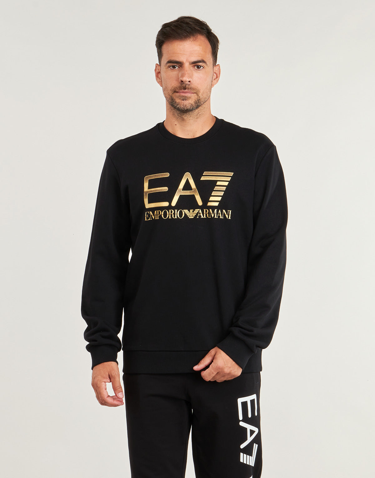 Felpa Uomo Emporio Armani EA7 TRAIN LOGO SERIES M T-TOP CN BIG LOGO - TRAIN LOGO SERIES M T-TO Nero