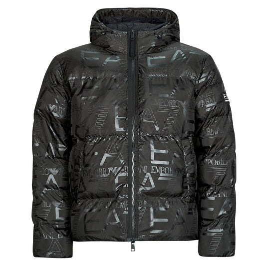 Piumino Uomo Emporio Armani EA7  MOUNTAIN M POLY DOWN HOODED JACKET LOGO REPEAT - MOUNTAIN M POLY  Nero
