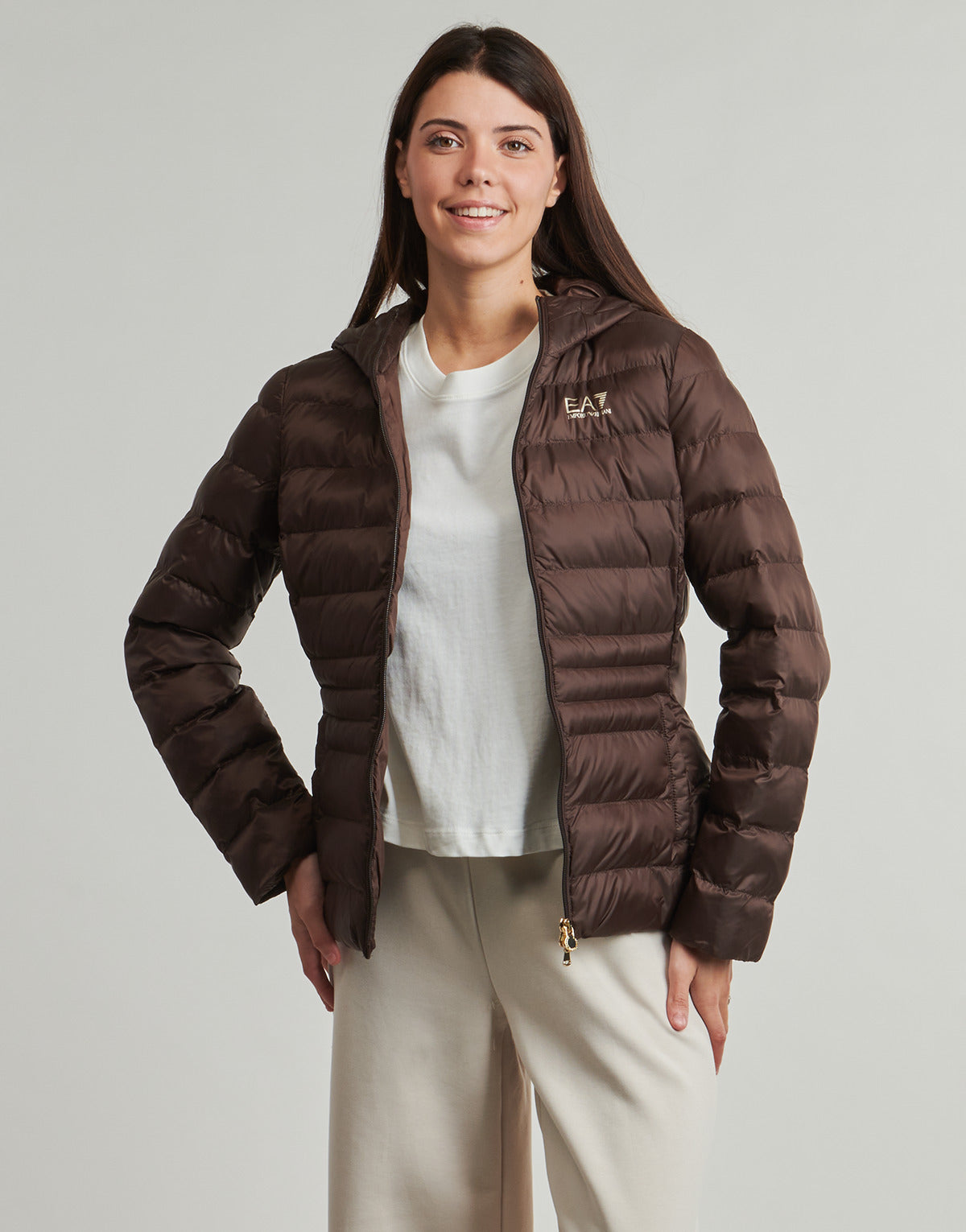 Piumino Donna Emporio Armani EA7  TRAIN CORE LADY W ECO DOWN JACKET HO MEDIUM PADDED - TRAIN CORE  Marrone