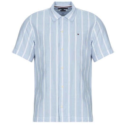 Camicia a maniche corte Uomo Tommy Hilfiger LINEN BLEND STRIPED SS RF SHIRT Blu