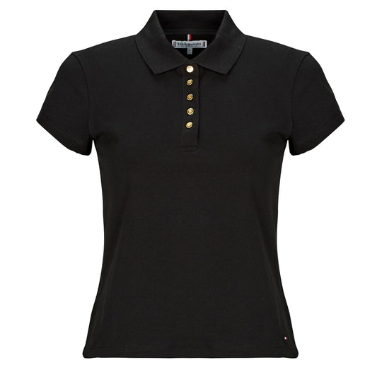 Polo Donna Tommy Hilfiger GOLD BUTTON SLIM SS POLO Nero