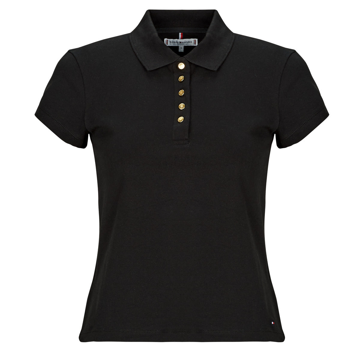 Polo Donna Tommy Hilfiger  GOLD BUTTON SLIM SS POLO  Nero