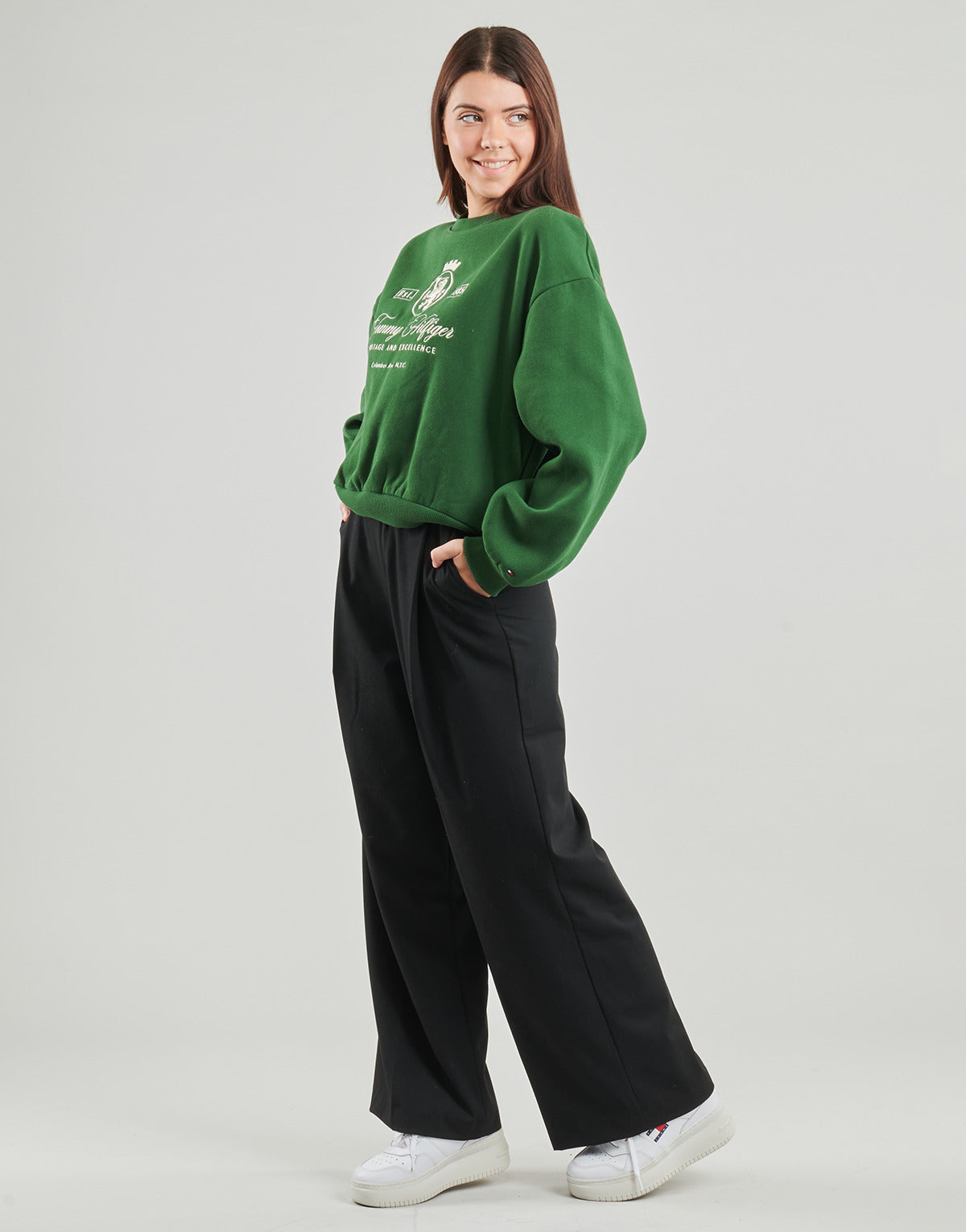 Felpa Donna Tommy Hilfiger  VARSITY CREST FLEECE SWTSHRT  Verde