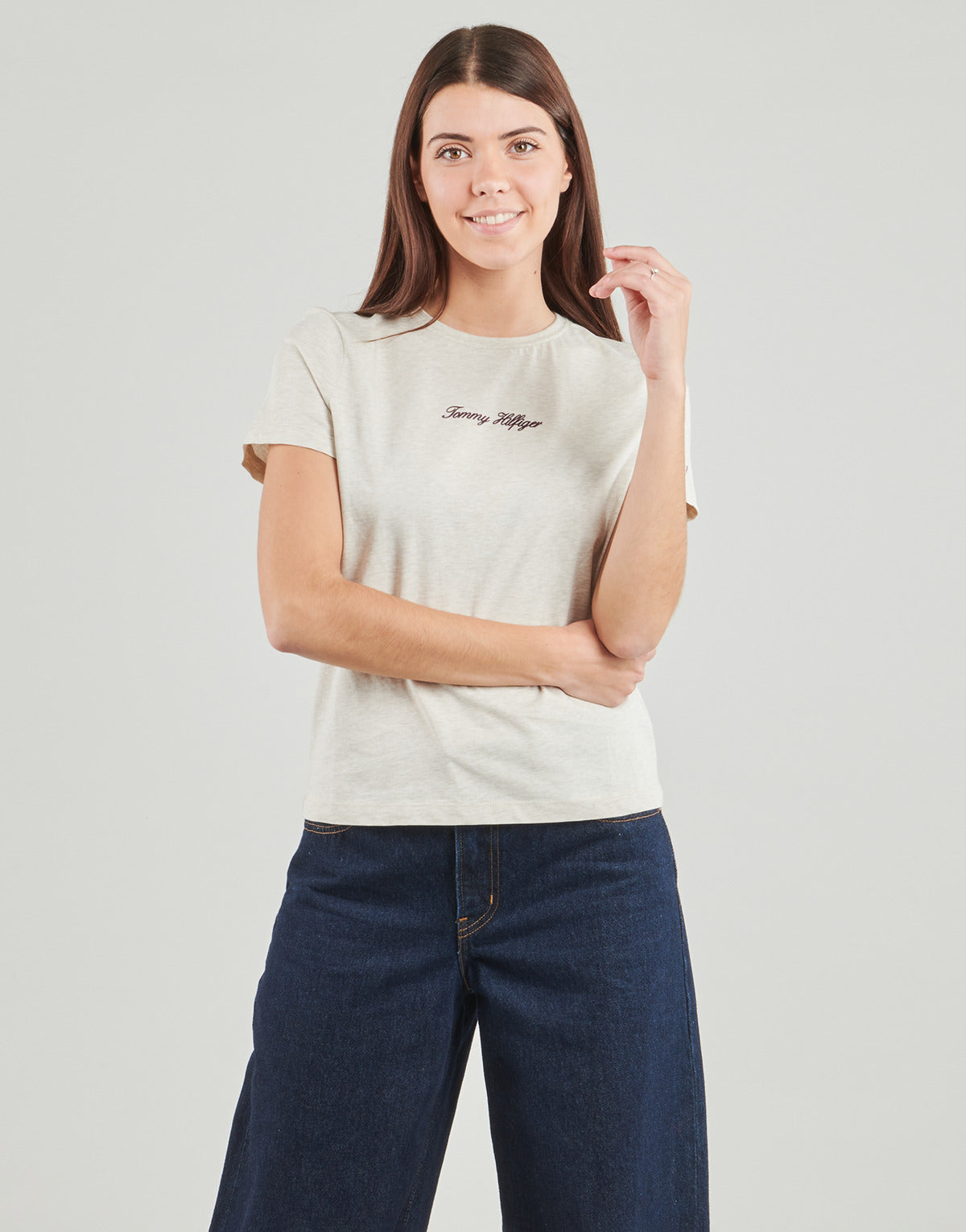 T-shirt Donna Tommy Hilfiger  CLASSIC SCRIPT REG SS TEE  Beige