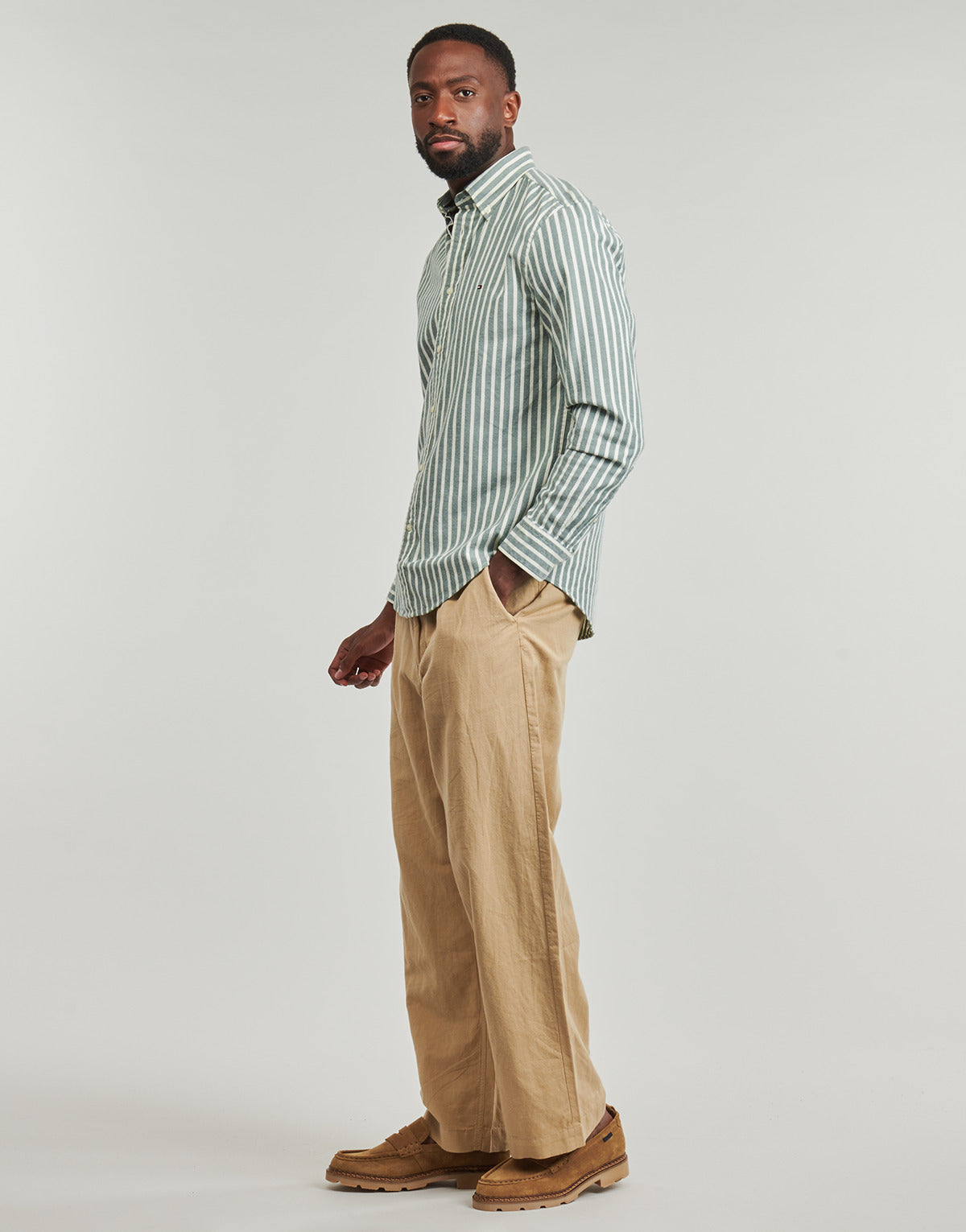 Camicia a maniche corte Uomo Tommy Hilfiger  FLANNEL STRIPE RF SHIRT  Verde