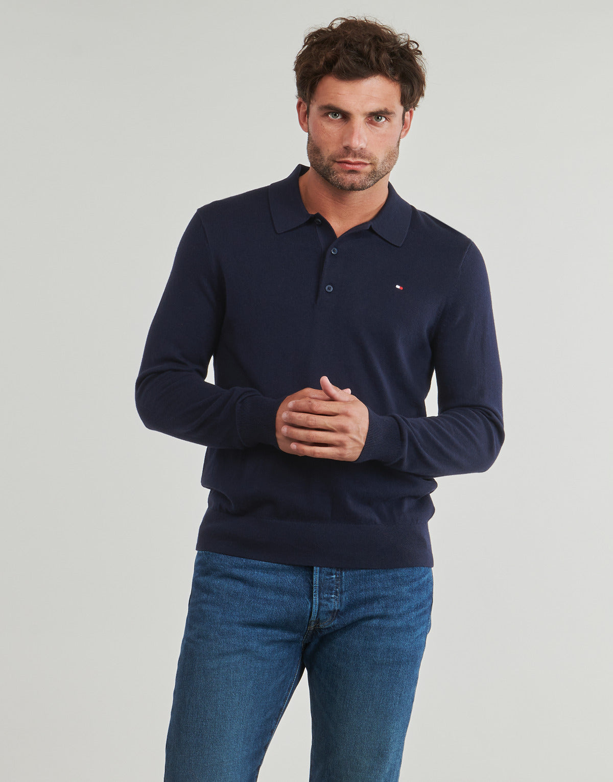Maglione Uomo Tommy Hilfiger  PIMA ORG CTN CASHMERE LS POLO  Blu