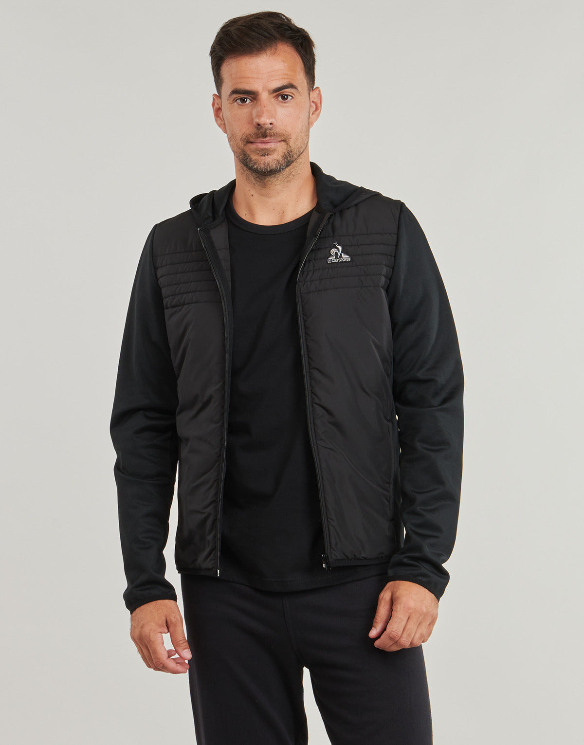 Giubbotto Uomo Le Coq Sportif  HYBRIDE FZ Hoody N°1 M  Nero