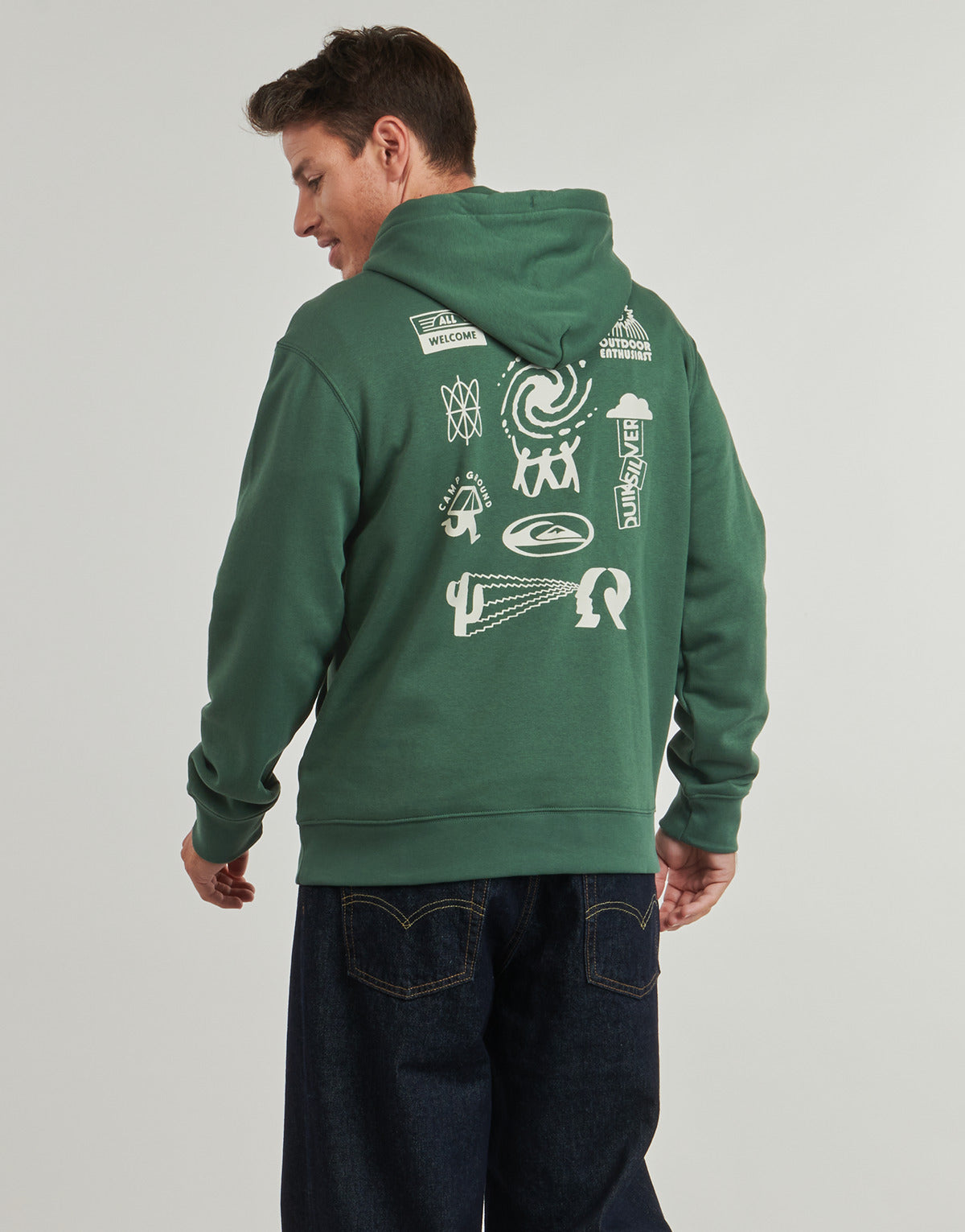 Felpa Uomo Quiksilver  SALT WATER GRAPHIC HOODIE  Verde