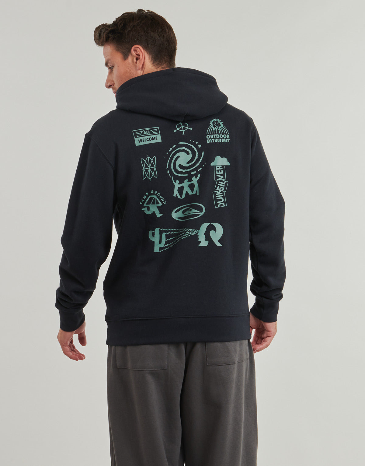 Felpa Uomo Quiksilver  SALT WATER GRAPHIC HOODIE  Nero