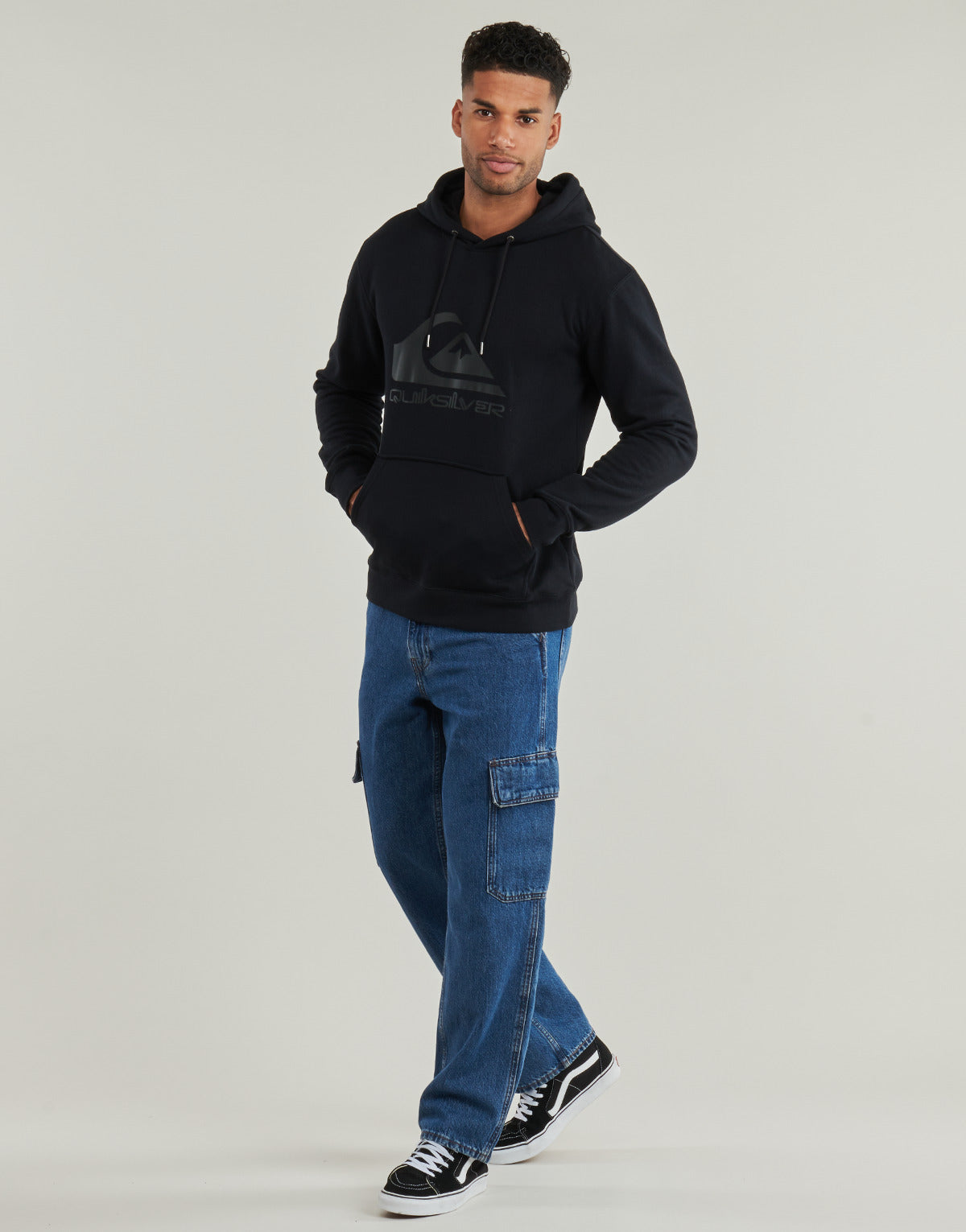 Felpa Uomo Quiksilver  COMP LOGO HOODIE  Nero