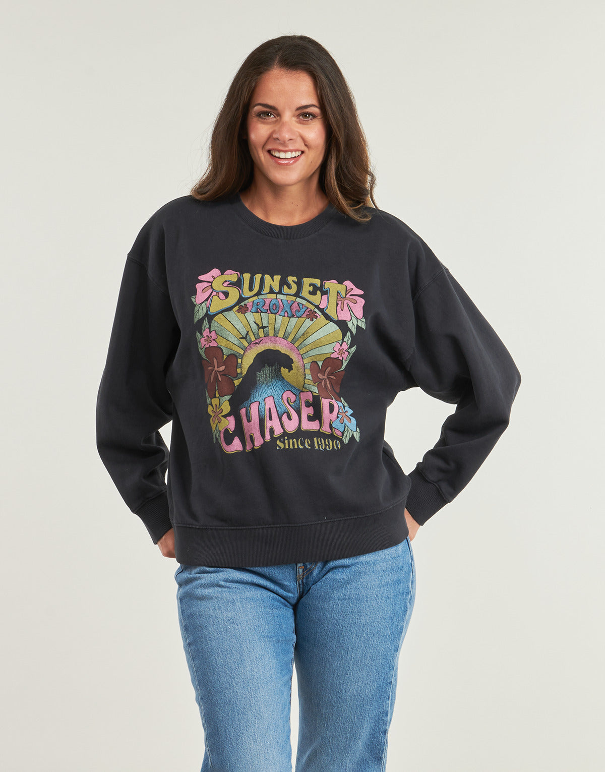 Felpa Donna Roxy  LINEUP  Grigio