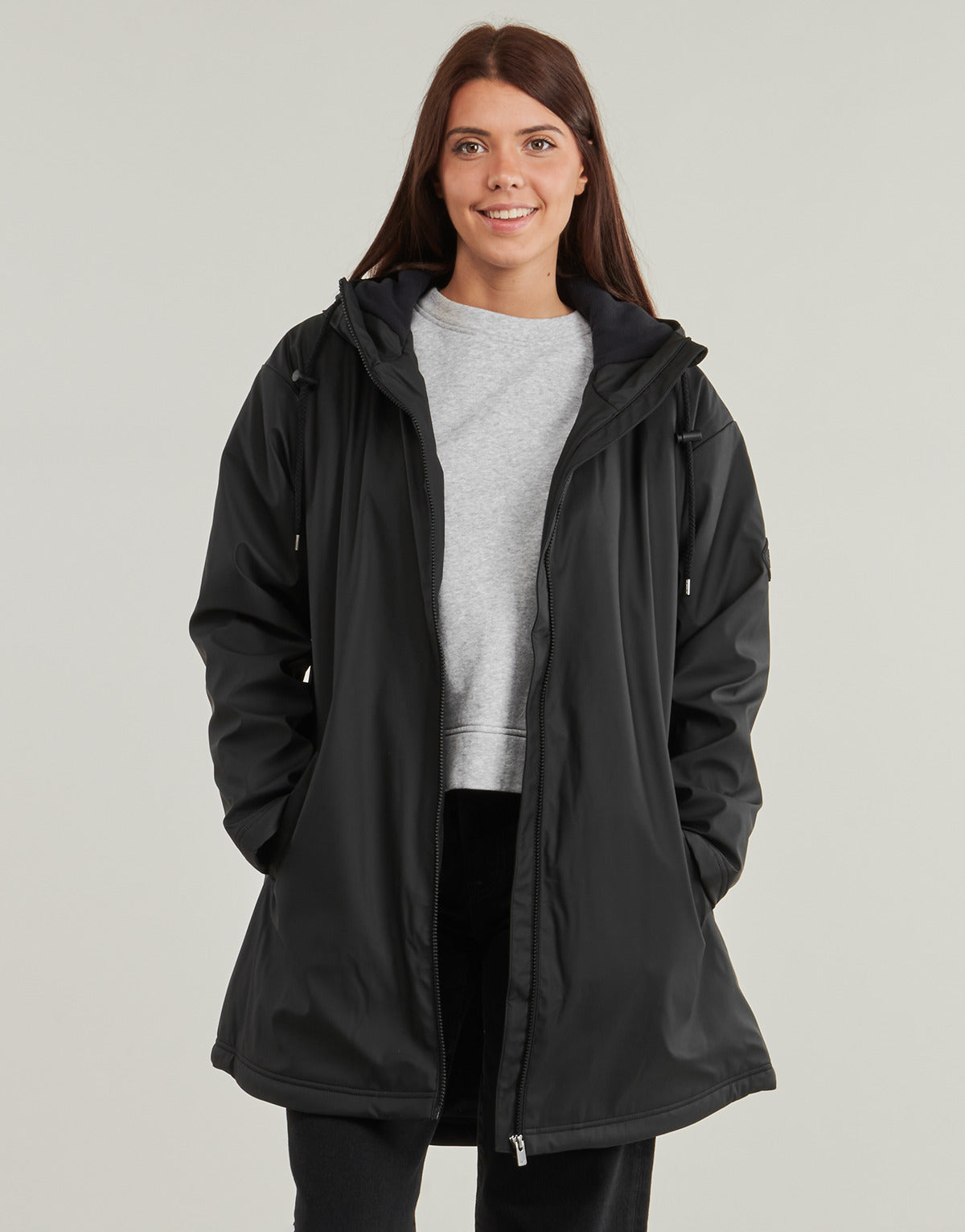 Mantella Donna Roxy RAIN ROAD POLAR ZIP Grigio