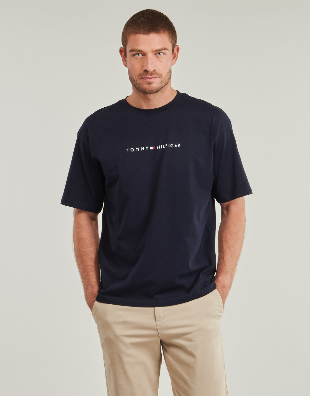 T-shirt Uomo Tommy Hilfiger  SS TEE CONT. LOGO  Marine