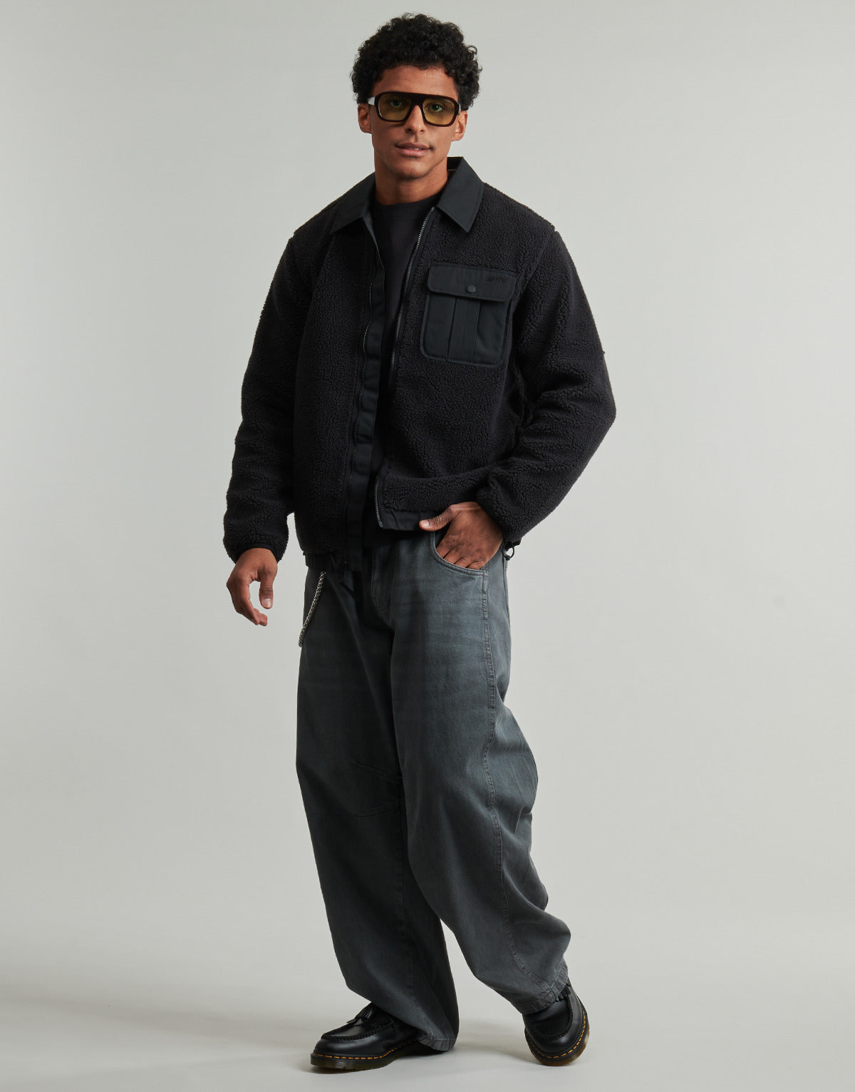 Giubbotto Uomo Levis  JOONIE SHERPA JACKET  Nero