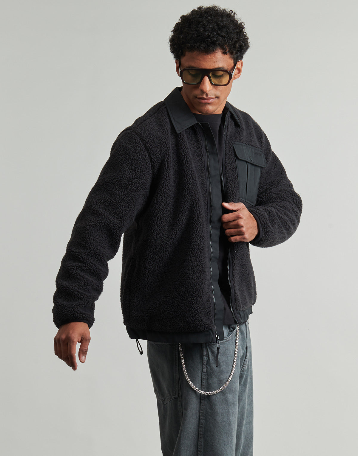 Giubbotto Uomo Levis  JOONIE SHERPA JACKET  Nero