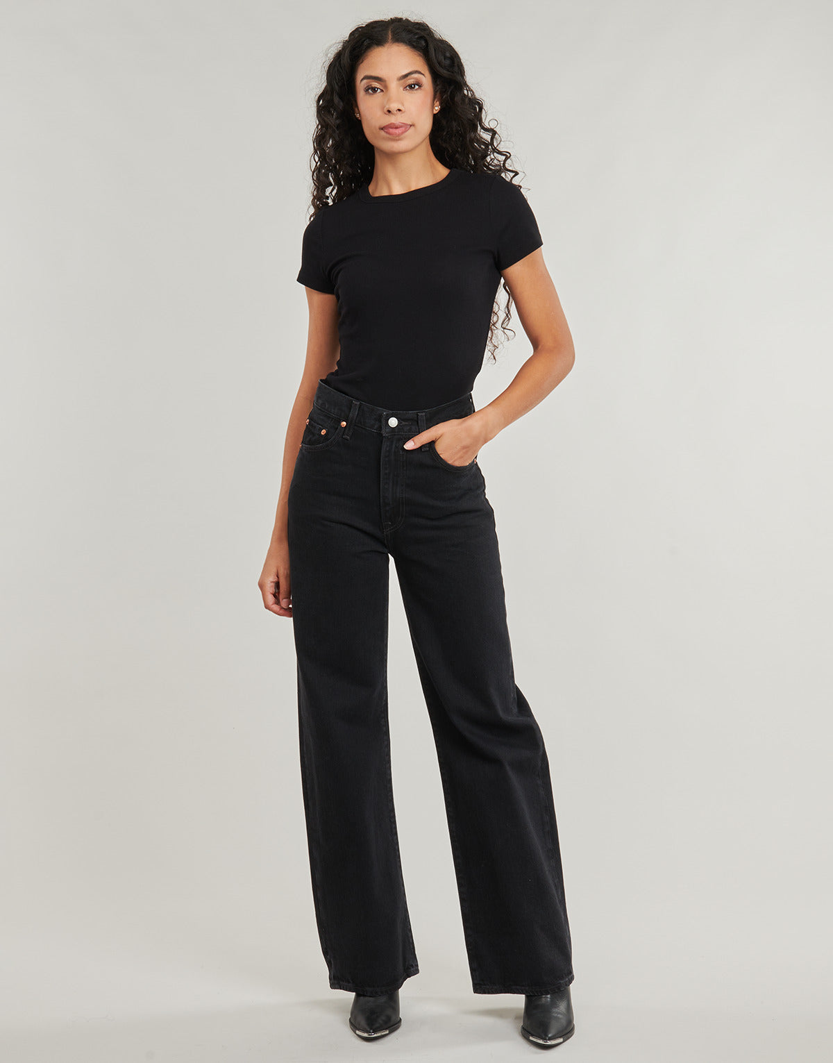 Jeans Flare Donna Levis RIBCAGE WIDE LEG H223 Nero