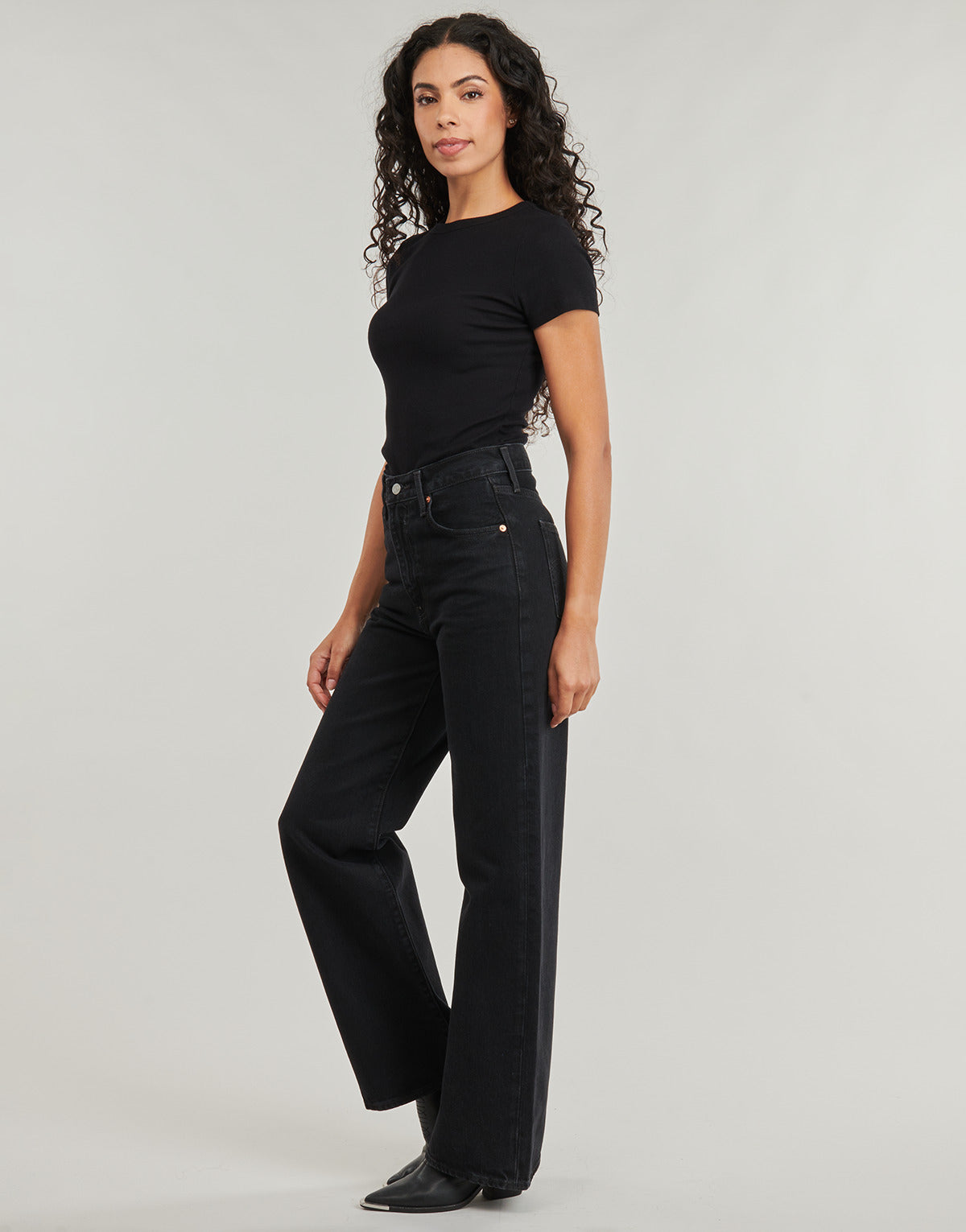 Jeans Flare Donna Levis RIBCAGE WIDE LEG H223 Nero