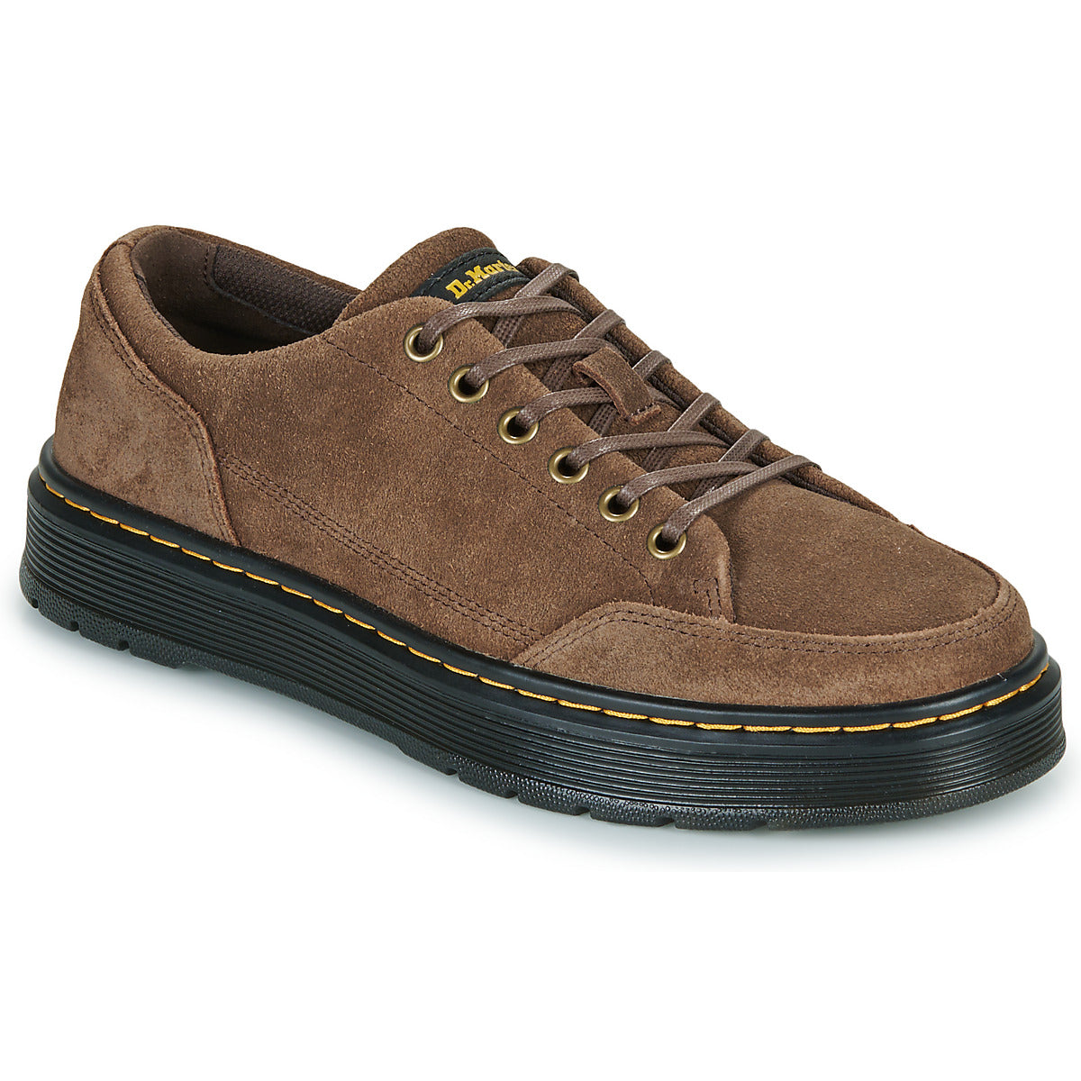 Sneakers Uomo Dr. Martens Brookline 6 Eye 6 Eye Shoe Dark Brown Bronx Suede Marrone
