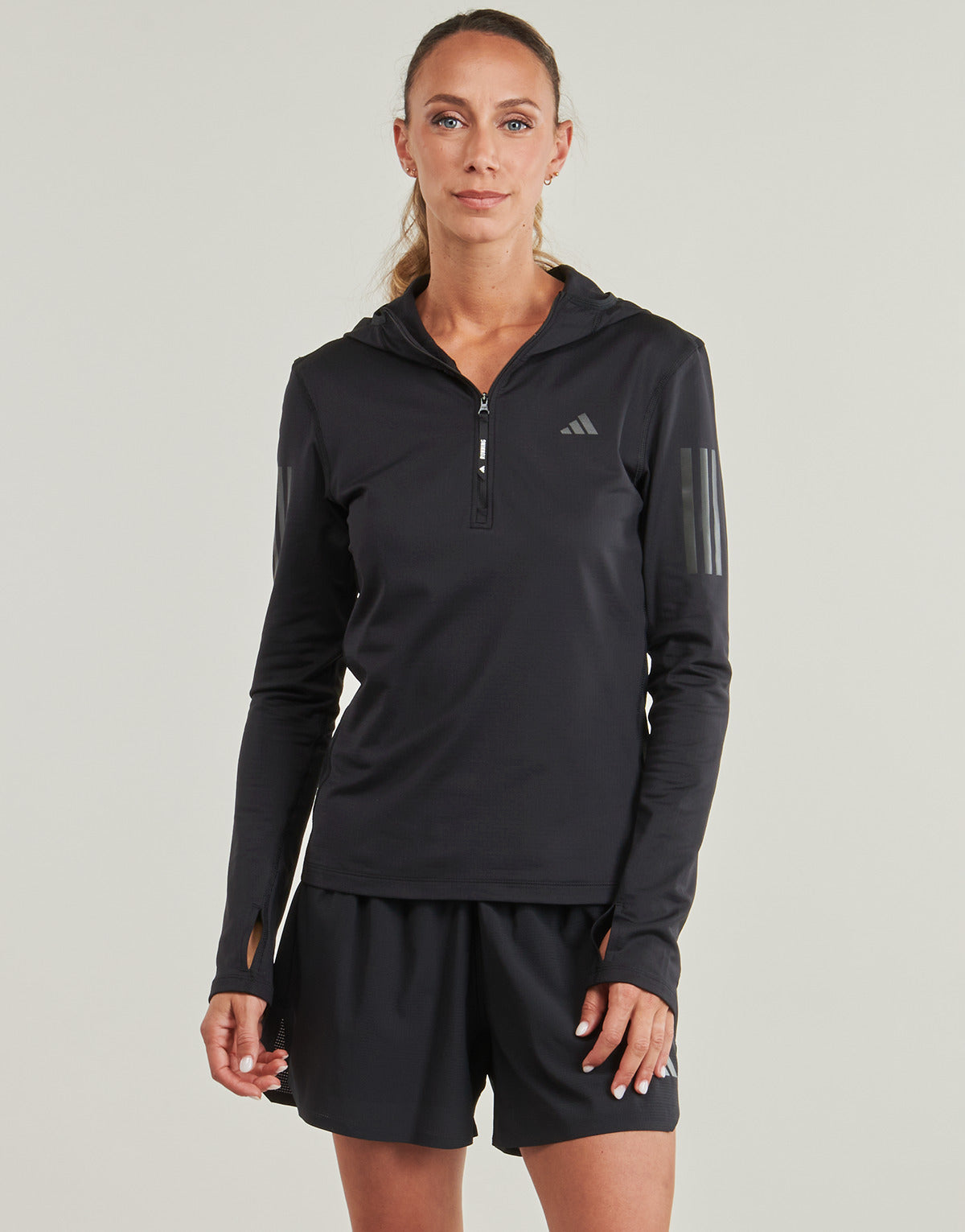 Felpa Donna adidas  Own The Run Winterized Hooded Half-Zip  Nero