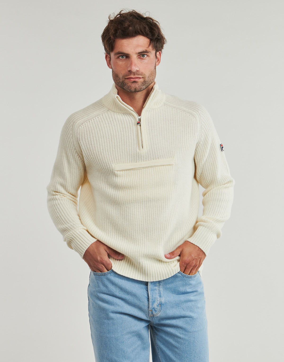 Maglione Uomo Fila  GIOVANNI RELAXED HALF-ZIP KNIT SAILING SWEATER  Bianco