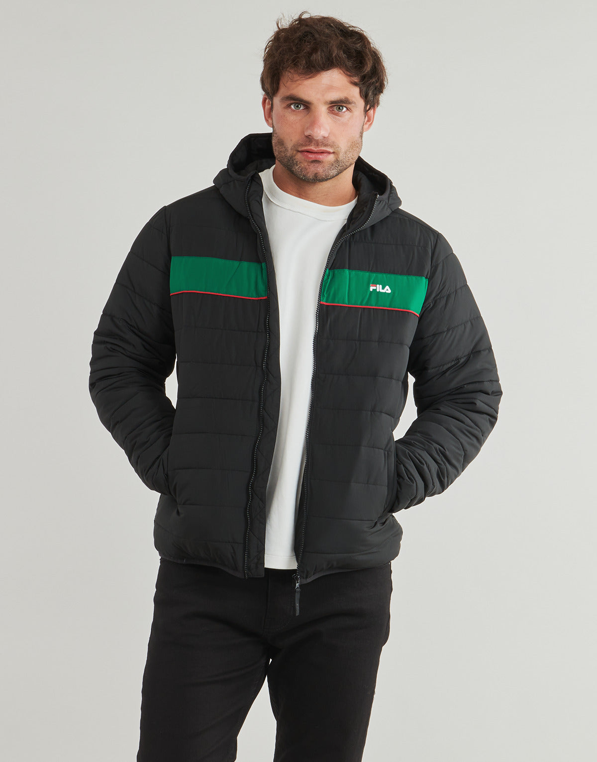 Piumino Uomo Fila  ALPIGNANO REGULAR HOODED LIGHTWEIGHT JACKET  Nero