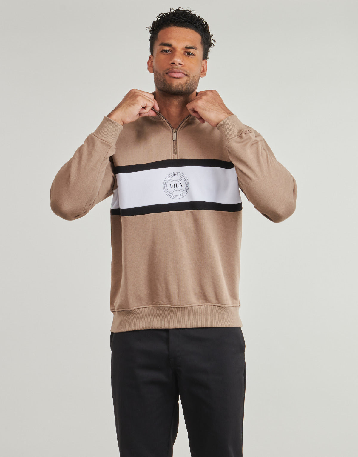 Felpa Uomo Fila  PARELLA LOOSE HALF-ZIP SWEATSHIRT  Beige