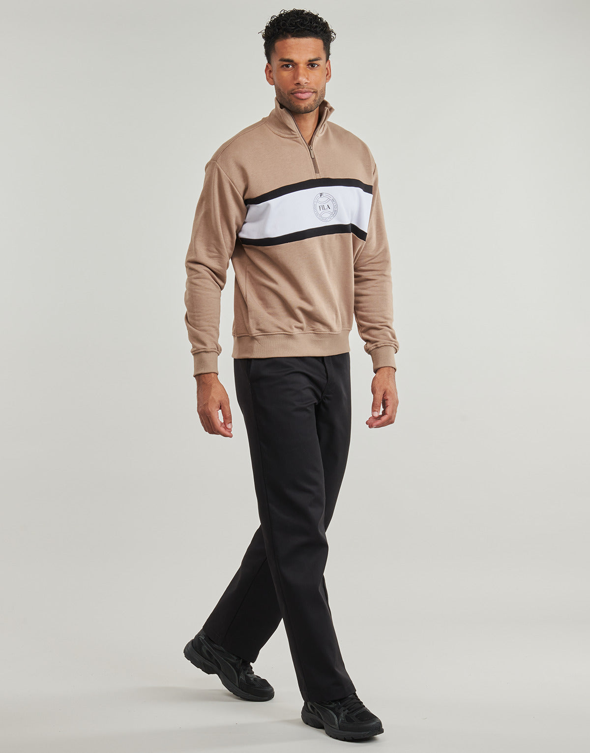 Felpa Uomo Fila  PARELLA LOOSE HALF-ZIP SWEATSHIRT  Beige