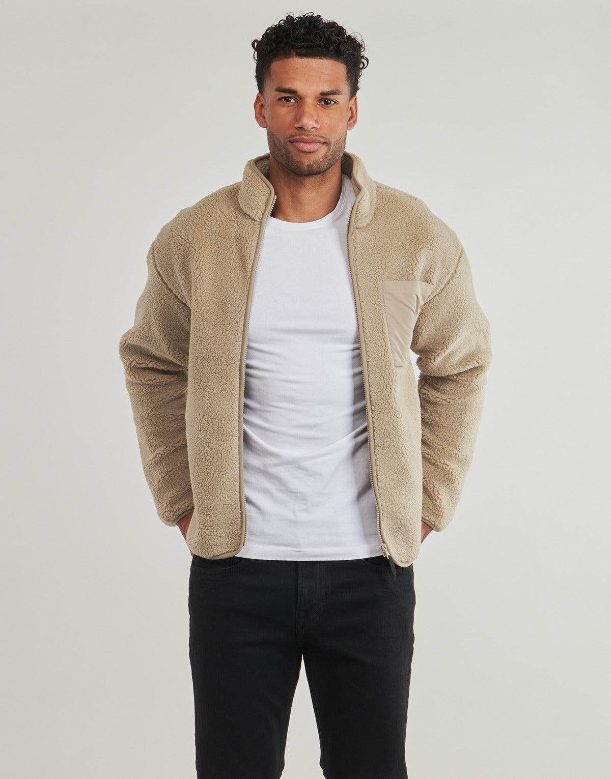 Felpa Uomo Fila  VALGRANA REGULAR TEDDY  FLEECE JACKET  Beige