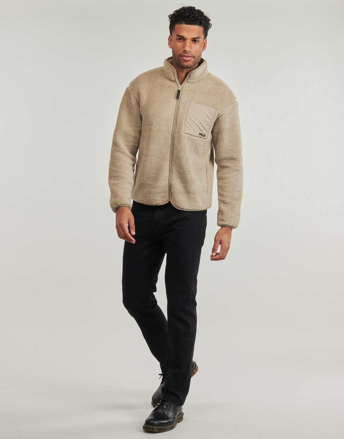 Felpa Uomo Fila  VALGRANA REGULAR TEDDY  FLEECE JACKET  Beige