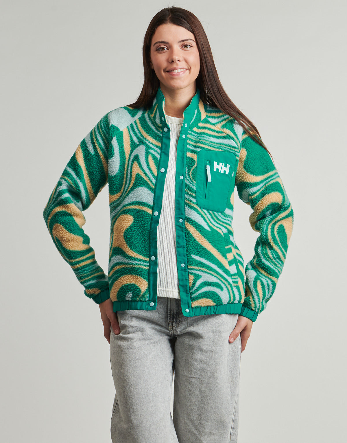Felpa Donna Helly Hansen  W IMPERIAL PRINTED PILE SNAP  Verde
