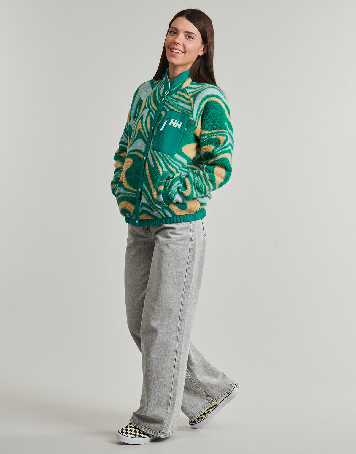 Felpa Donna Helly Hansen  W IMPERIAL PRINTED PILE SNAP  Verde