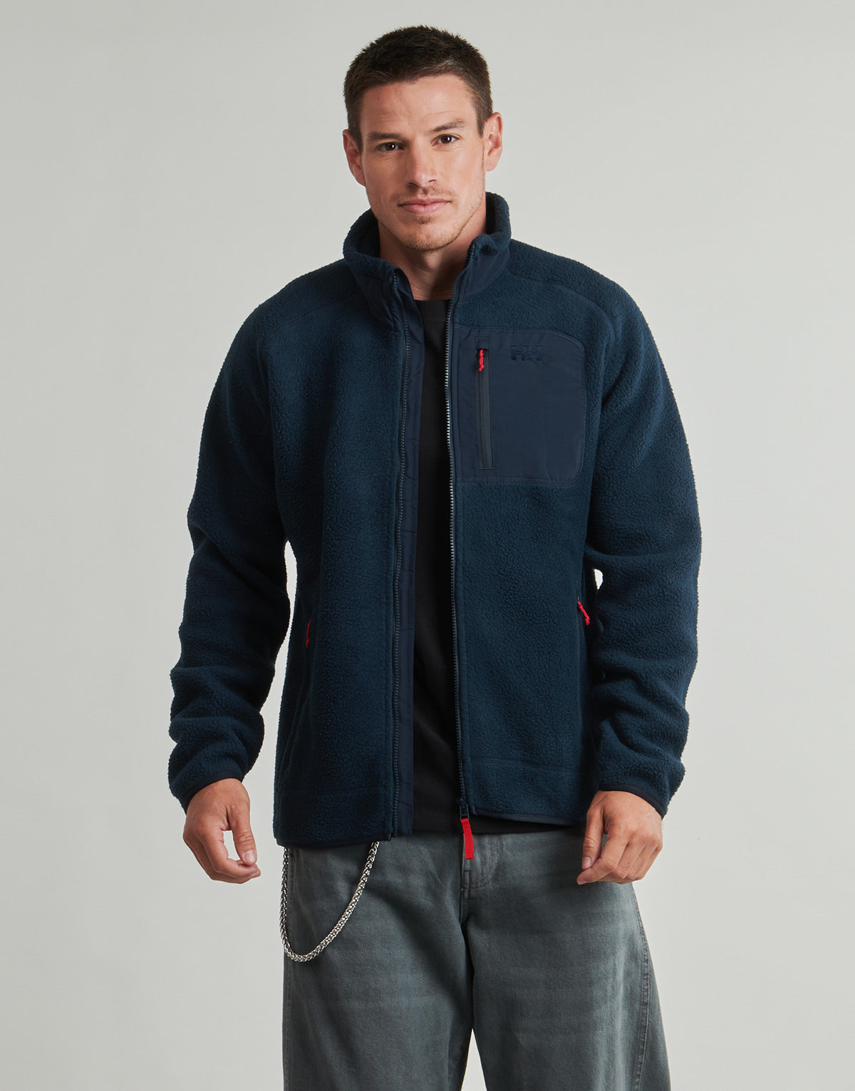 Felpa Uomo Helly Hansen  PANORAMA PILE BLOCK JACKET  Marine