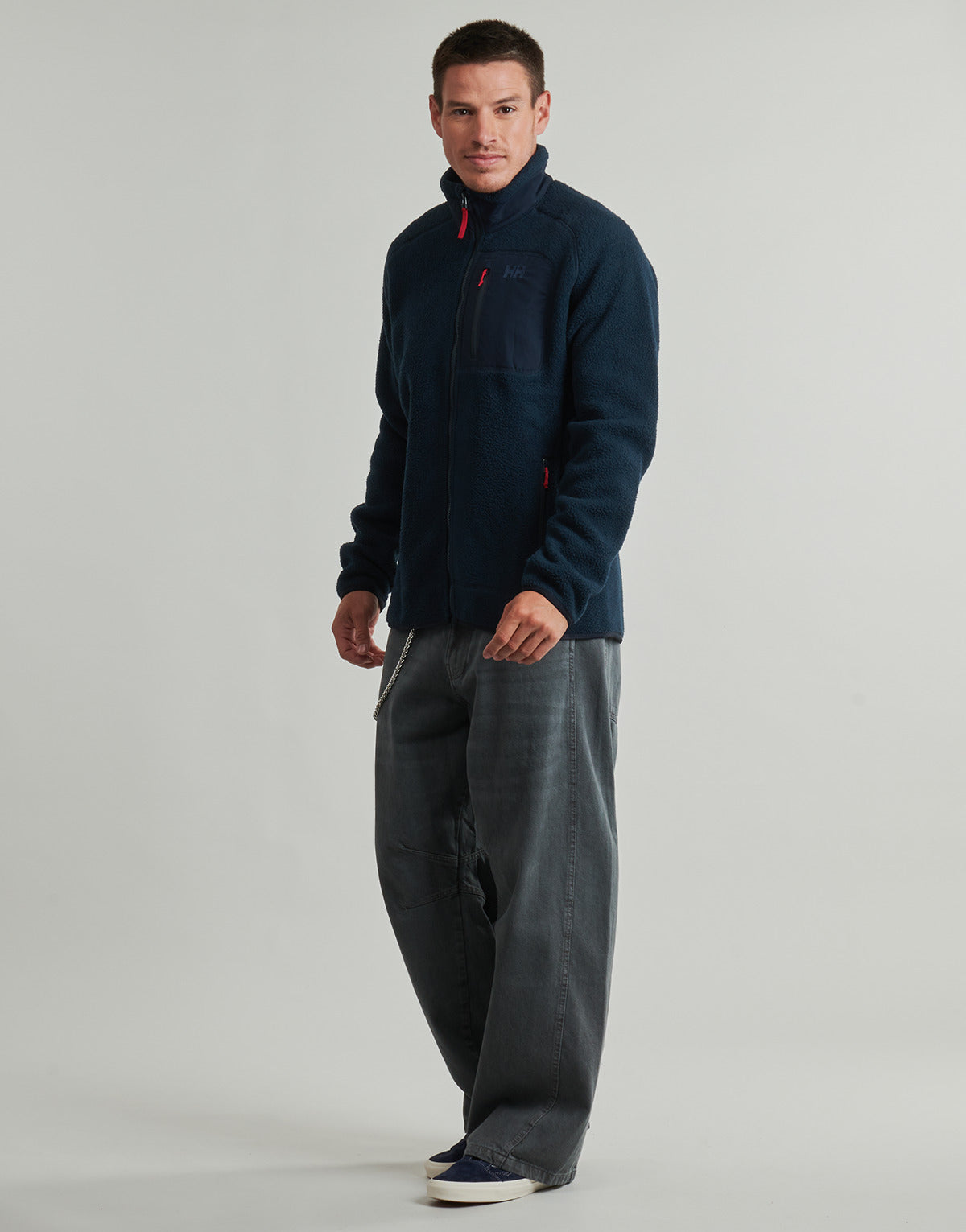 Felpa Uomo Helly Hansen  PANORAMA PILE BLOCK JACKET  Marine