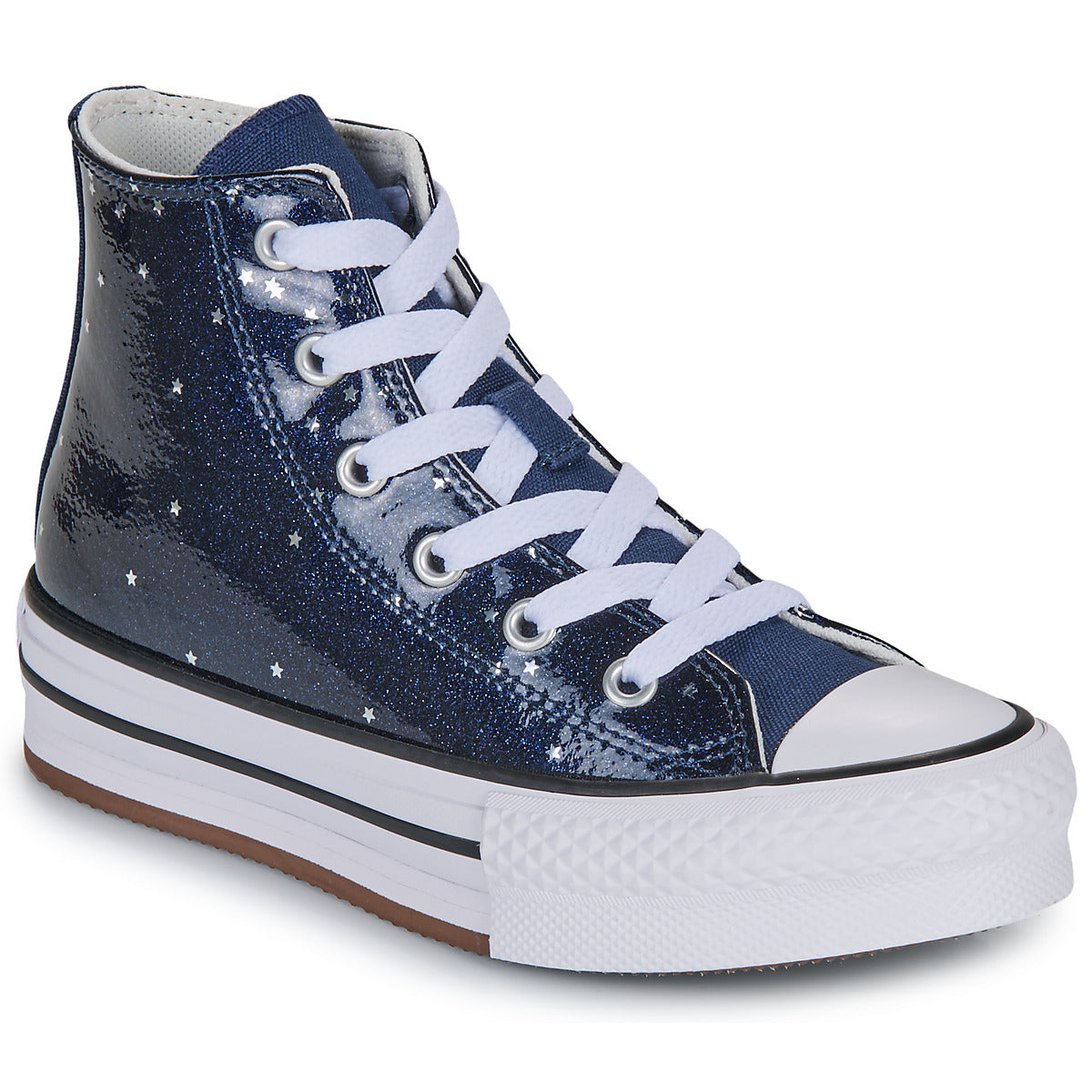 Scarpe bambini ragazza Converse  CHUCK TAYLOR ALL STAR EVA LIFT GLITTER PLATFORM  Blu