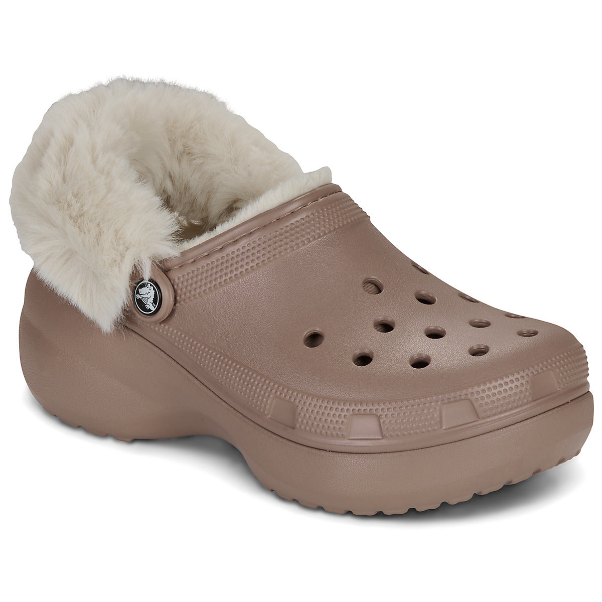 Scarpe Donna Crocs  Cls Platfm Lined Fuzz Strap Cg  Beige