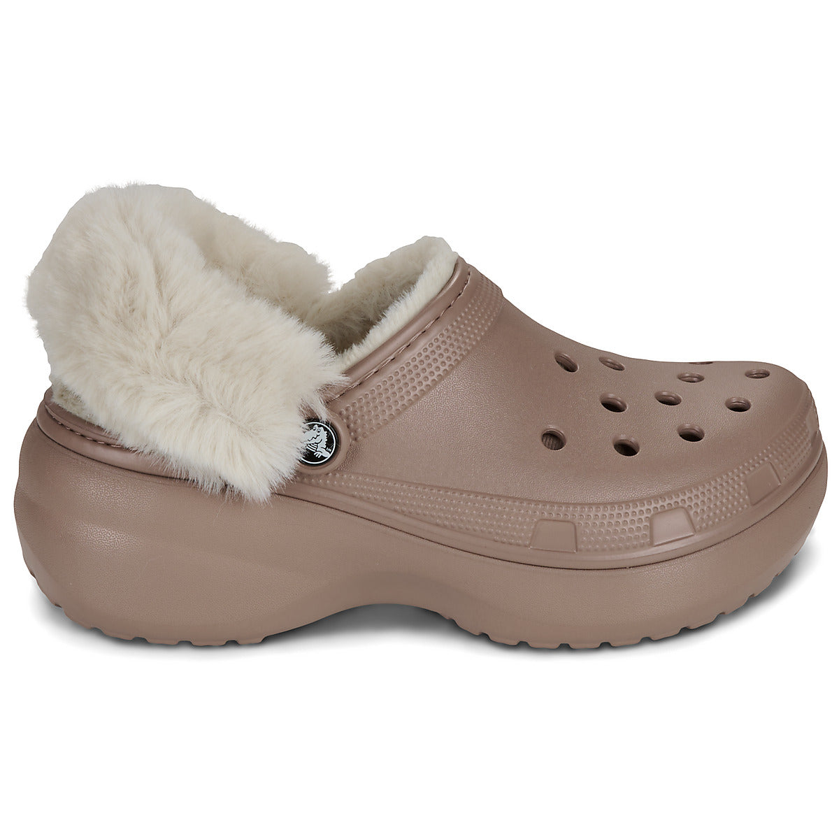 Scarpe Donna Crocs  Cls Platfm Lined Fuzz Strap Cg  Beige