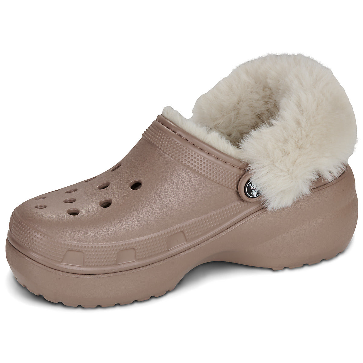 Scarpe Donna Crocs  Cls Platfm Lined Fuzz Strap Cg  Beige