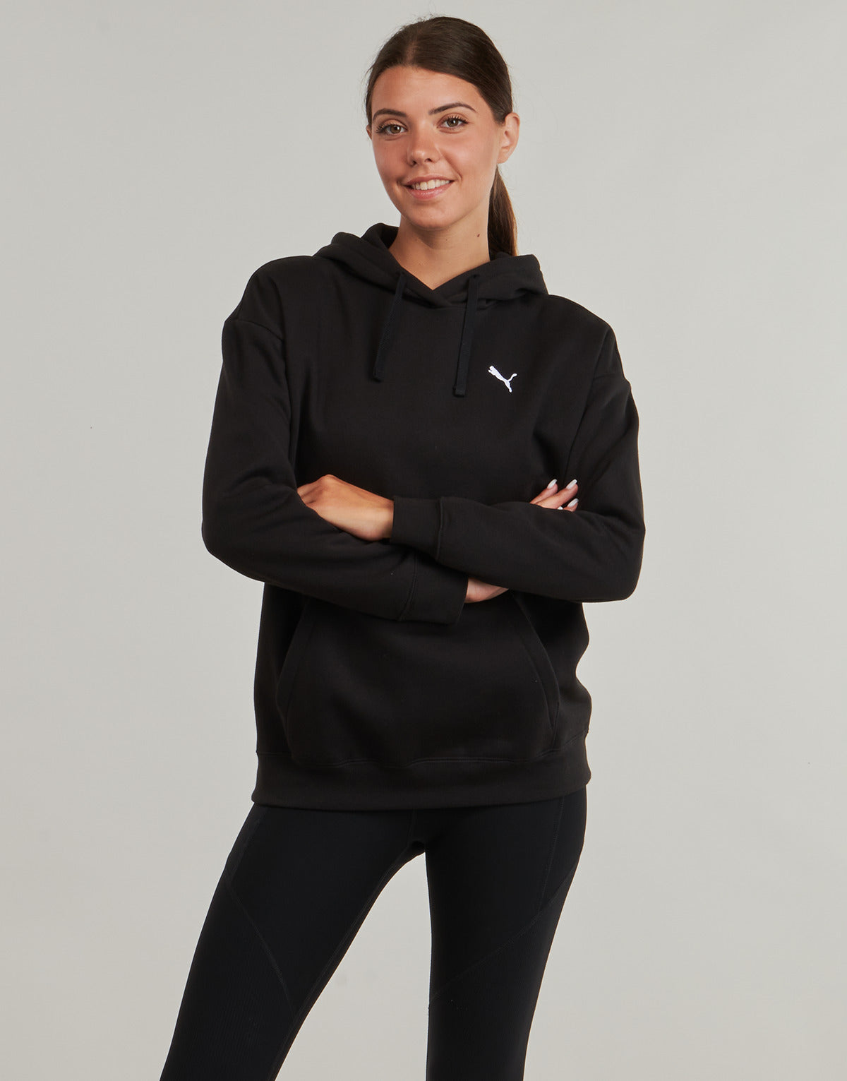 Felpa Donna Puma ESS Relaxed Hoodie FL Nero