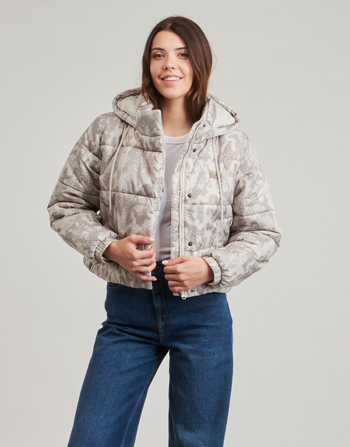 Piumino Donna Vans  MTE Hillgate AOP Cropped Puffer  Beige
