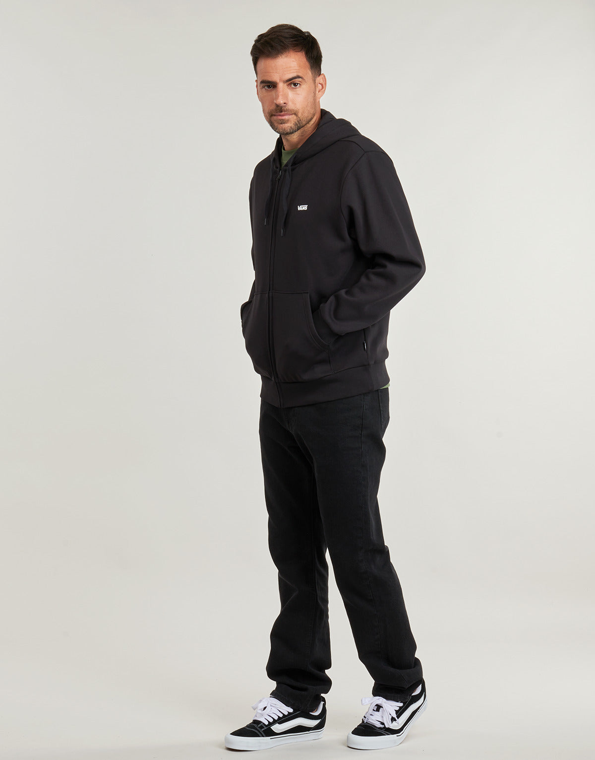 Felpa Uomo Vans LEFT CHEST FZ PO Nero