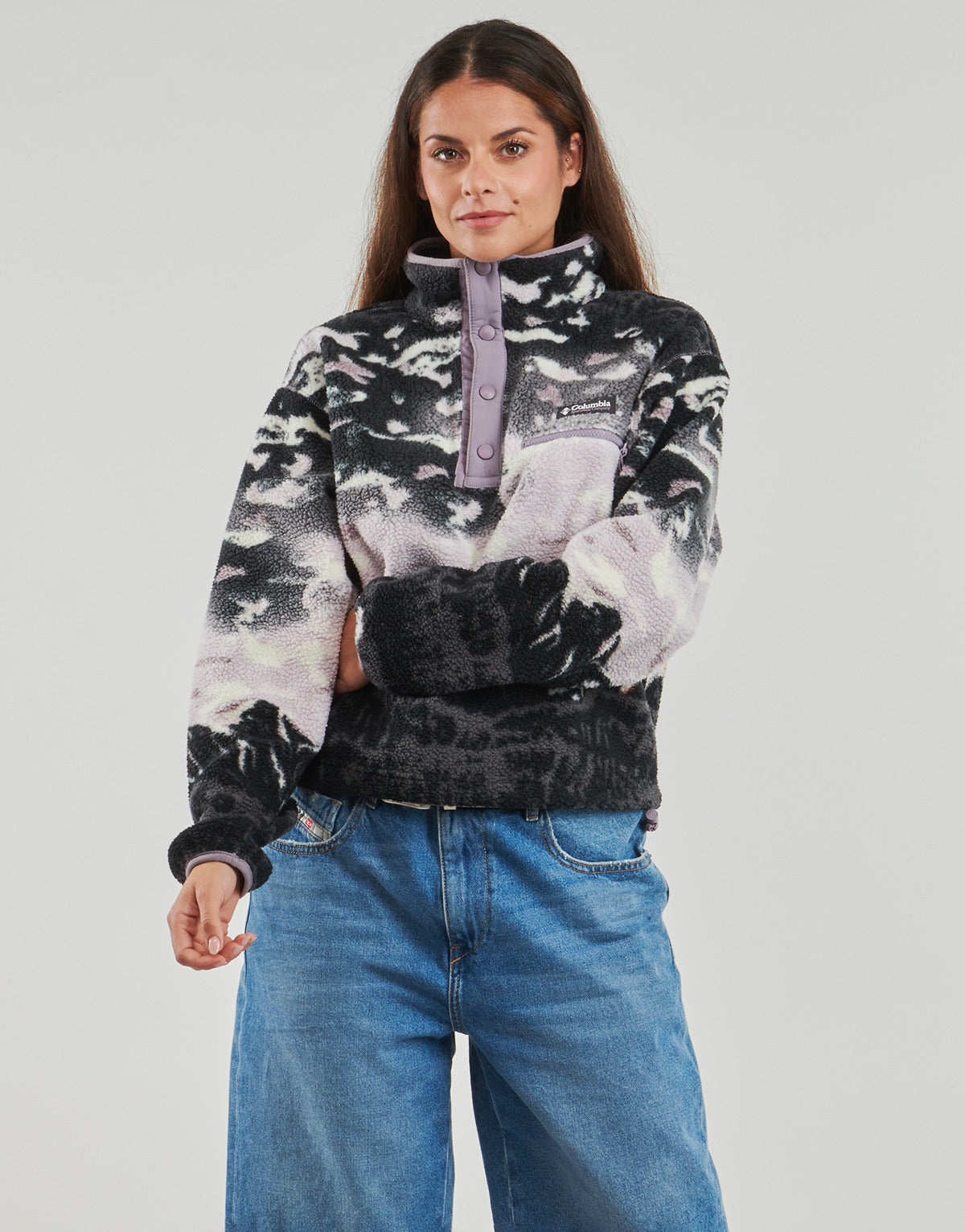 Felpa Donna Columbia  HELVETIA II PRINTED CROPPED HALF SNAP  Viola