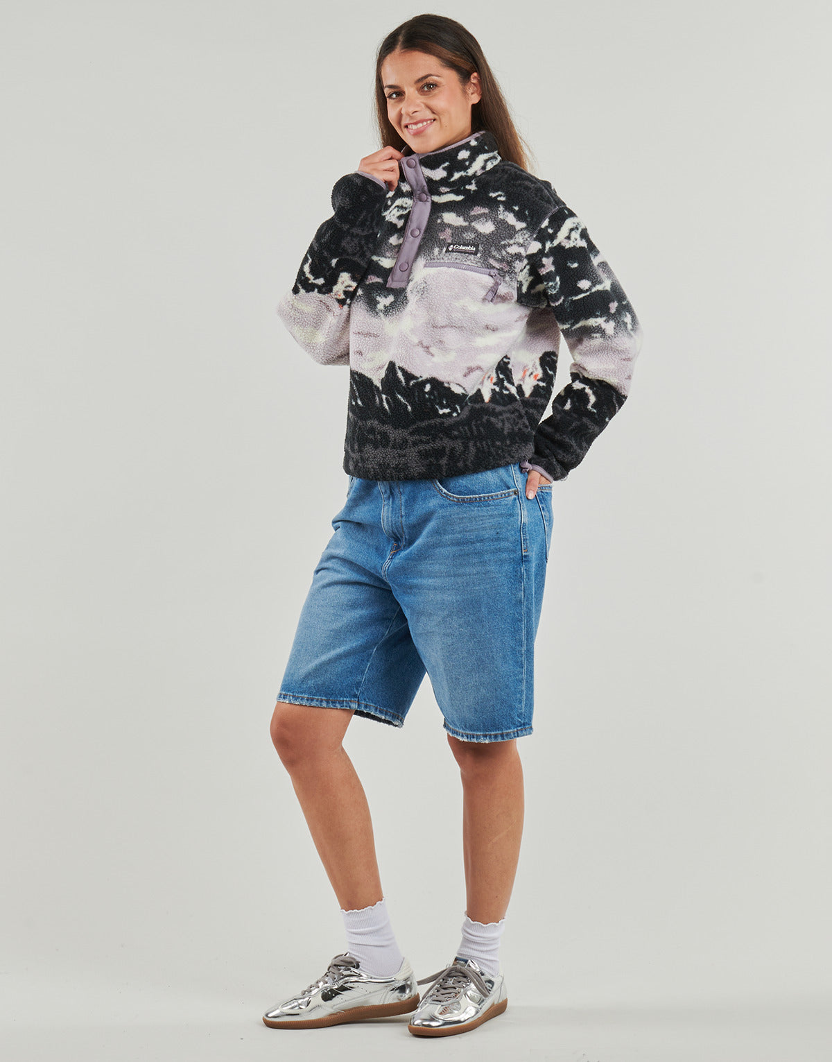 Felpa Donna Columbia  HELVETIA II PRINTED CROPPED HALF SNAP  Viola