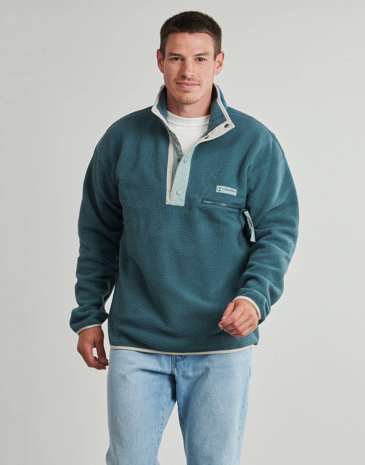 Felpa Uomo Columbia  HELVETIA II HALF SNAP FLEECE  Blu