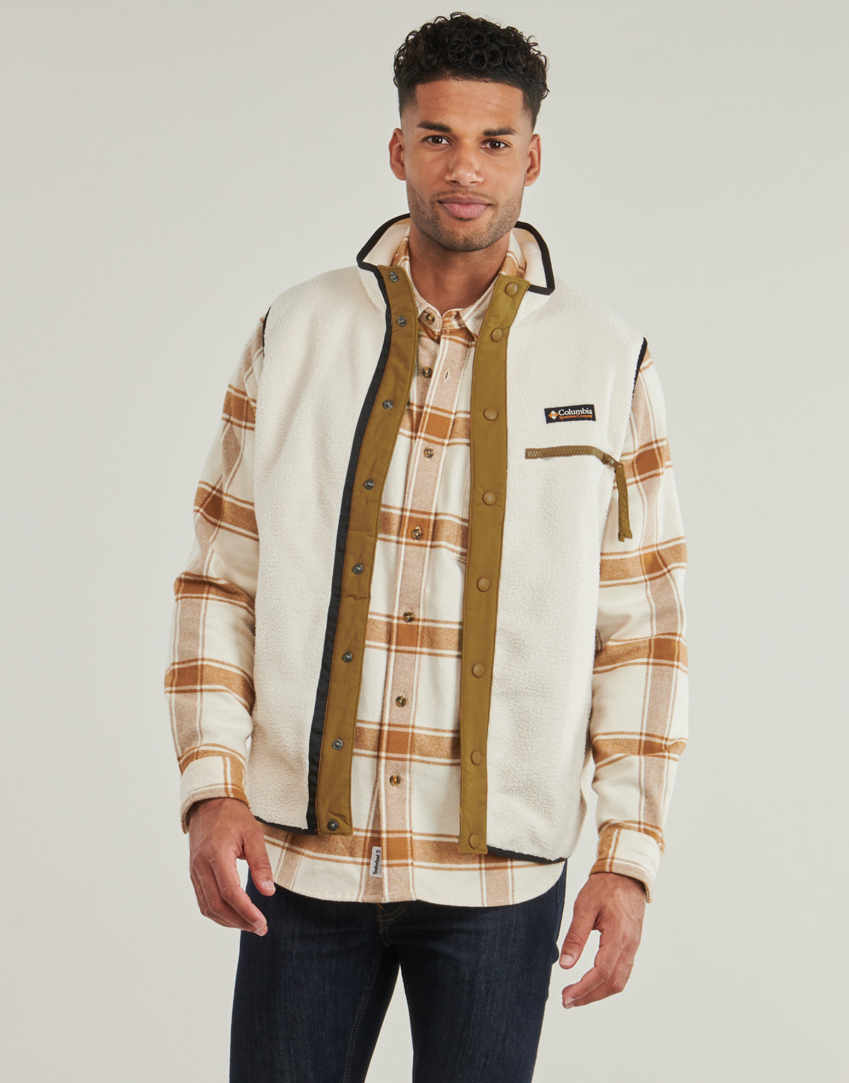 Felpa Uomo Columbia HELVETIA II VEST Beige